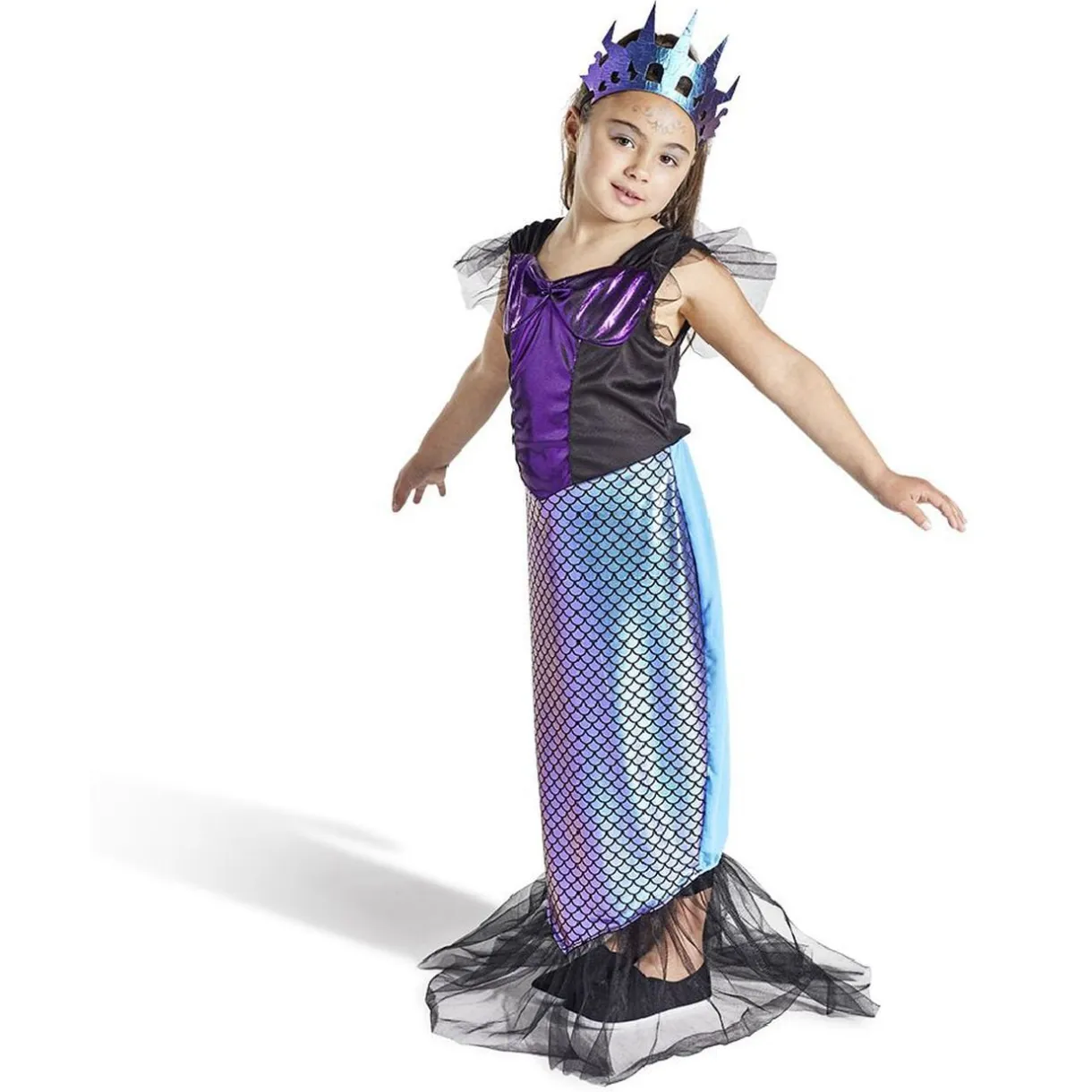 Déguisement enfant sirène robe et serre-tête noir et violet 7/10ans < Gifi