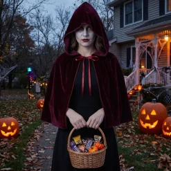Déguisement femme Halloween cape avec capuche velours taille unique (2 modèles)