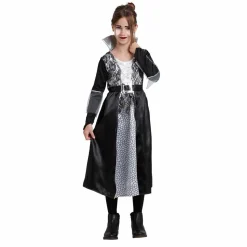 Déguisement fille Halloween vampire noir et blanc 7/10 ans