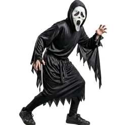 Déguisement Halloween avec masque enfant Scream Ghostface polyester noir 8/10 ans