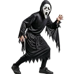 Déguisement Halloween avec masque enfant Scream Ghostface polyester noir 12/14 ans