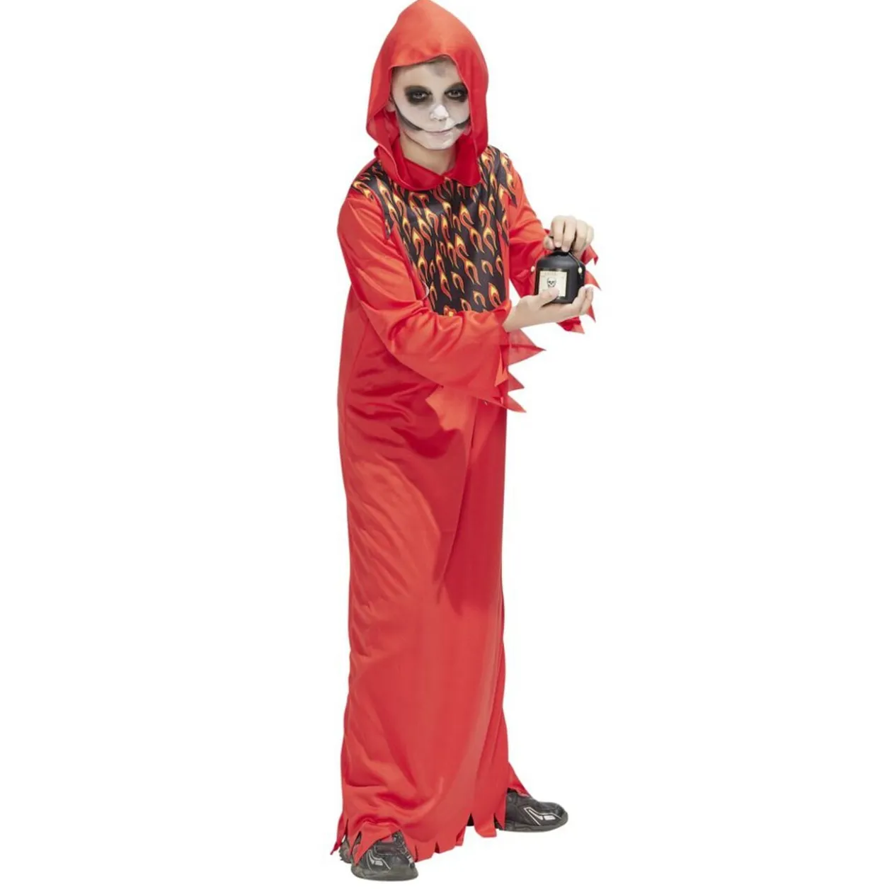 Déguisement Halloween enfant diable cagoule et tunique rouge 7/10ans
