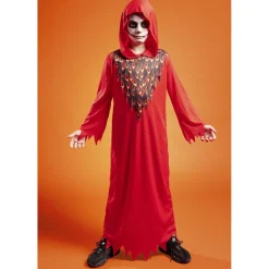 Déguisement Halloween enfant diable cagoule et tunique rouge 7/10ans