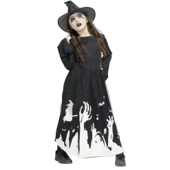 Déguisement Halloween enfant phosphorescent sorcière robe 7/10ans