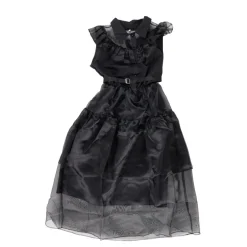 Déguisement Halloween femme Mercredi robe gothique noire et ceinture taille S < Gifi Online