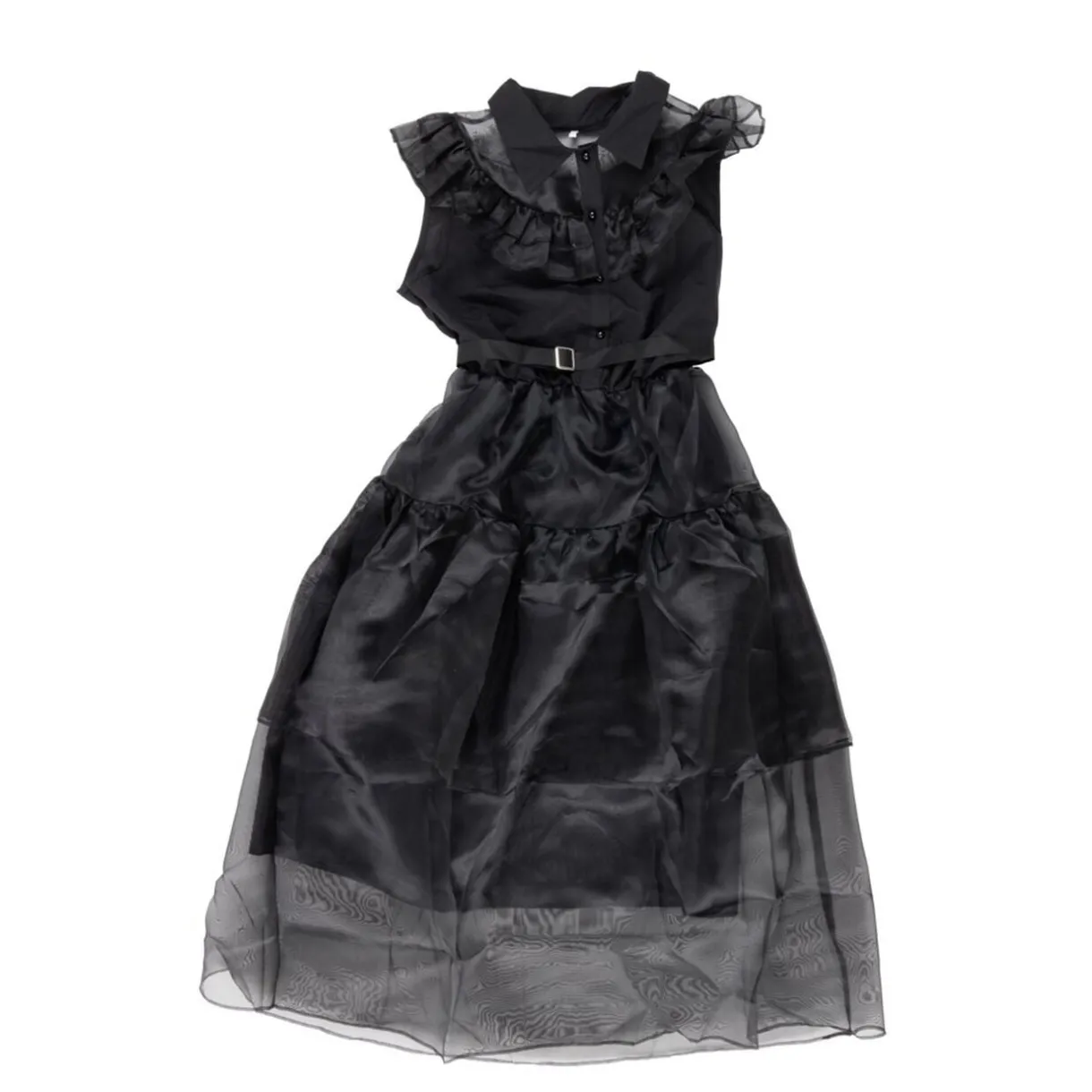 Déguisement Halloween femme Mercredi robe gothique noire et ceinture taille S < Gifi Online