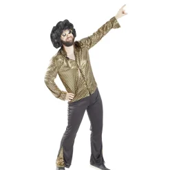 Déguisement homme disco noir et doré pour homme 2 pièces Taille unique
