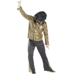Déguisement homme disco noir et doré pour homme 2 pièces Taille unique