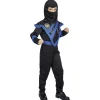 Déguisement ninja noir et bleu 7/10 ans