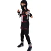 Déguisement Ninja noir et rouge 7/10 ans
