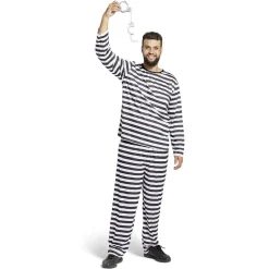 Déguisement prisonnier adulte rayé noir blanc - Taille S < Gifi Online