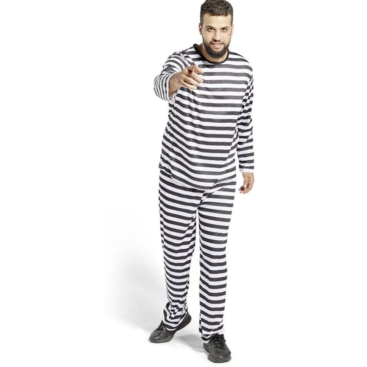 Déguisement prisonnier rayé noir blanc adulte - Taille L < Gifi New
