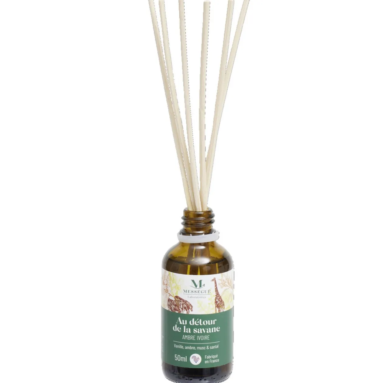 Diffuseur à bâtons Mességué bouquet parfumé vanille ambre musc santal 50ml