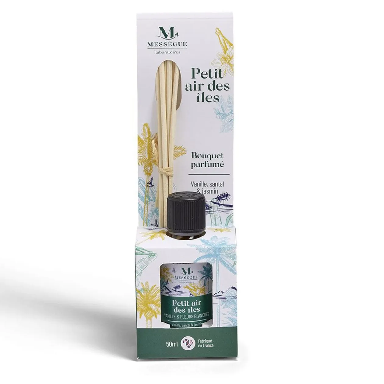 Diffuseur à bâtons Mességué bouquet parfumé vanille santal jasmin 50ml