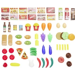 Dinette gourmande 80 pièces plastique multicolore < Gifi New