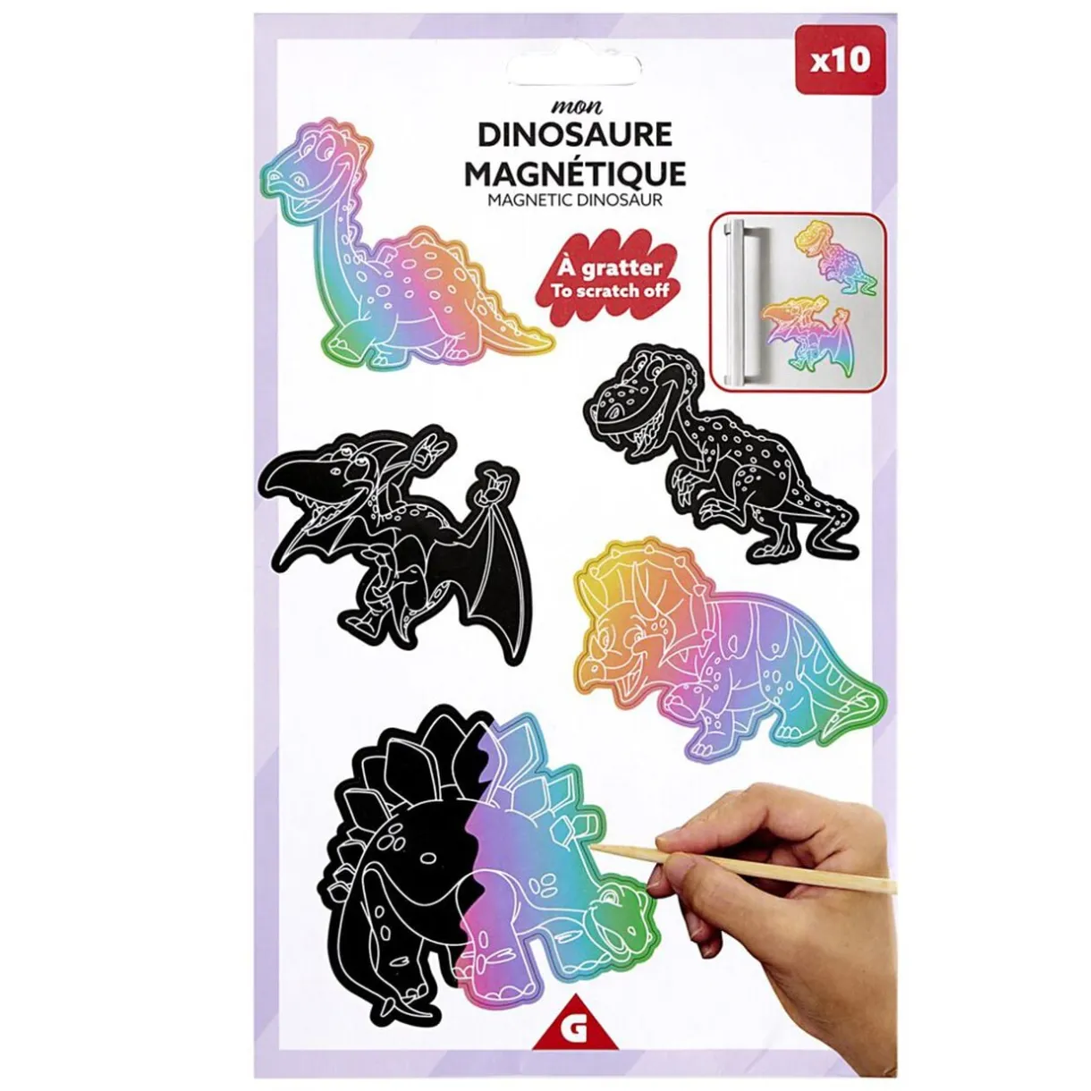 Dinosaure à gratter papier magnétique x10 < Gifi New