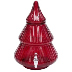 Distributeur à boisson en verre forme sapin rouge 8L