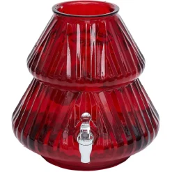 Distributeur à boisson en verre forme sapin rouge 8L