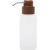 Distributeur de savon blanc en verre et bois Ø7xH17,6cm < Gifi Clearance