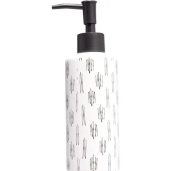 Distributeur de savon céramique blanc et noir motif trait Ø6xH15cm < Gifi Sale