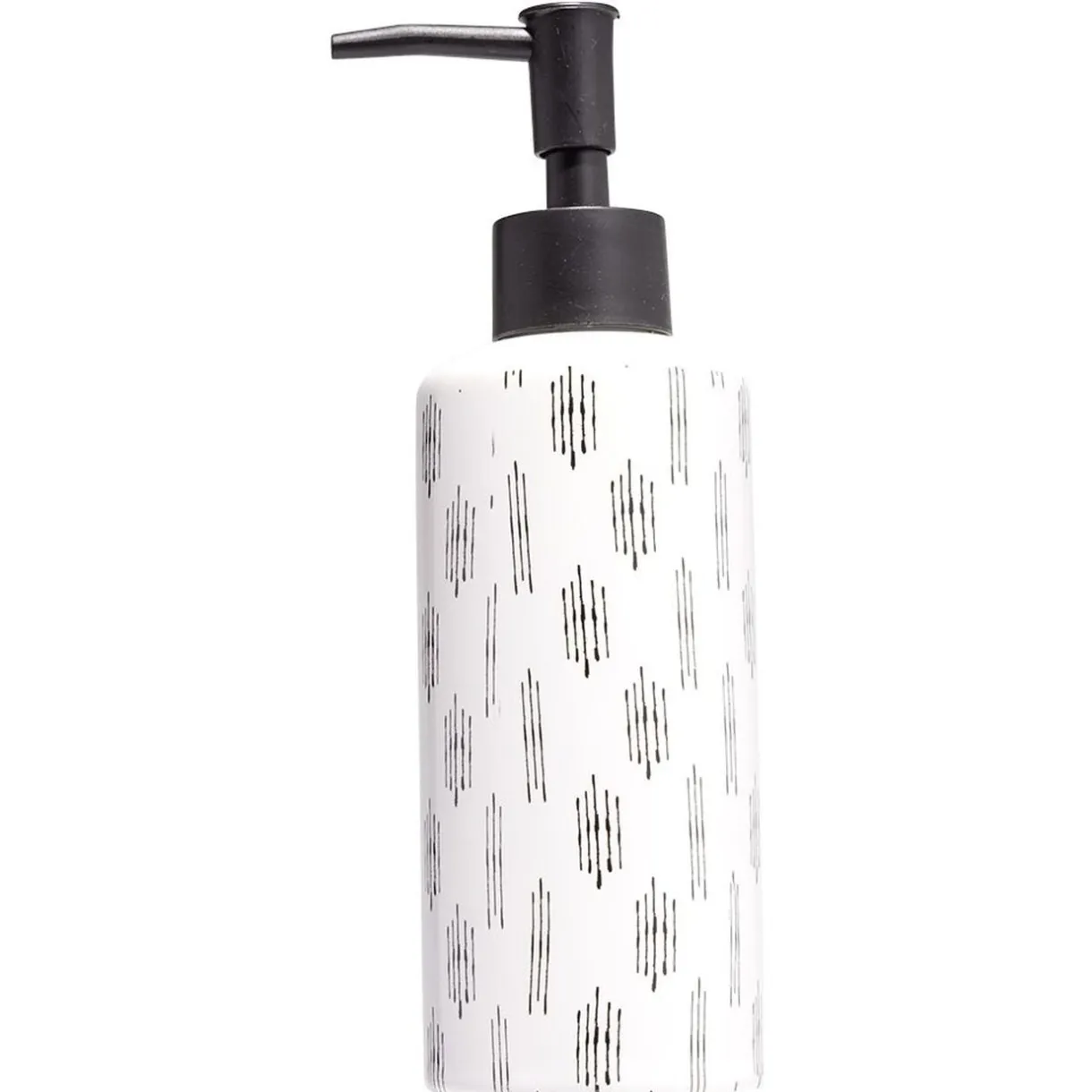 Distributeur de savon céramique blanc et noir motif trait Ø6xH15cm < Gifi Sale