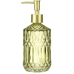 Distributeur de savon en verre ciselé et bouchon doré Ø8xH18,5cm (2modèles) < Gifi