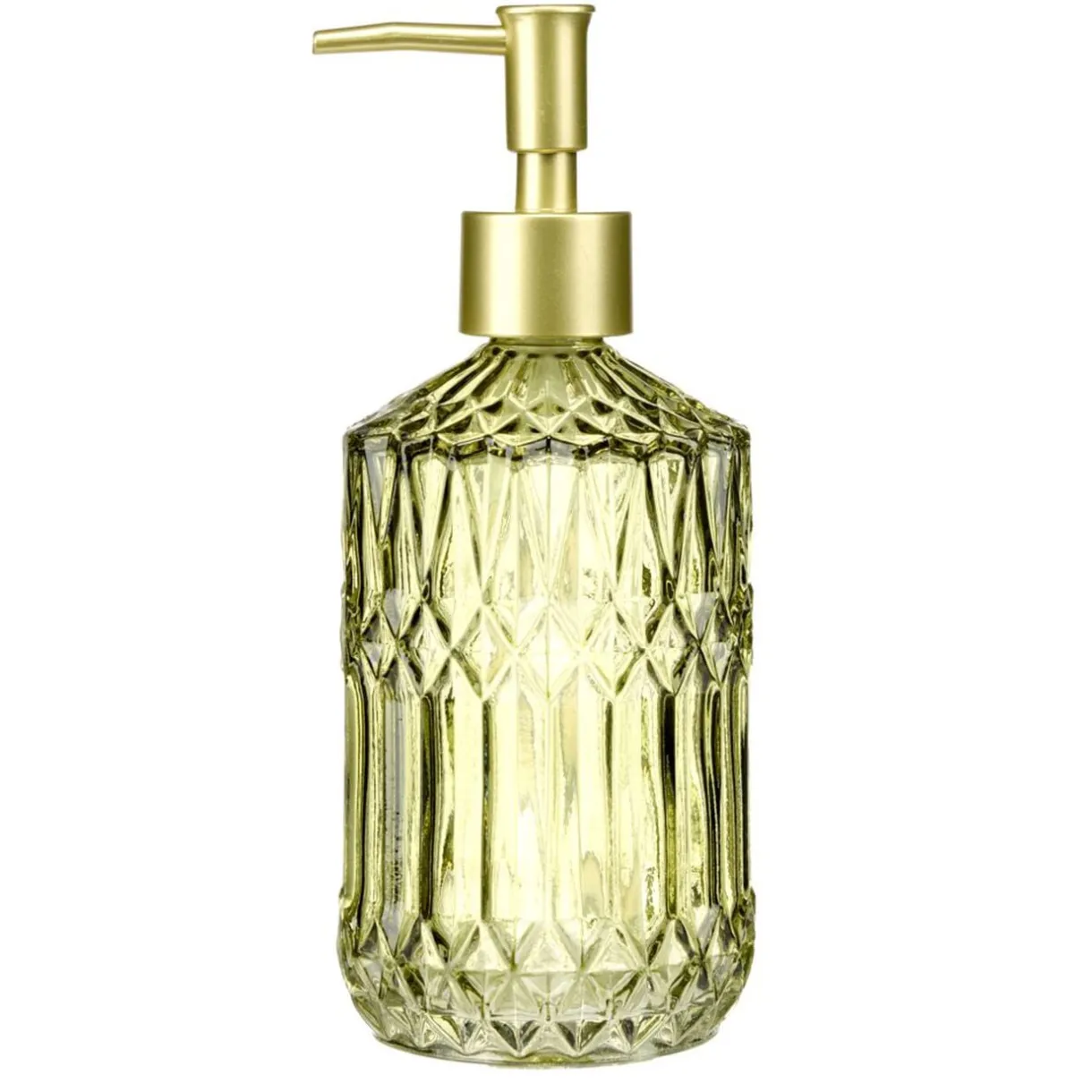 Distributeur de savon en verre ciselé et bouchon doré Ø8xH18,5cm (2modèles) < Gifi