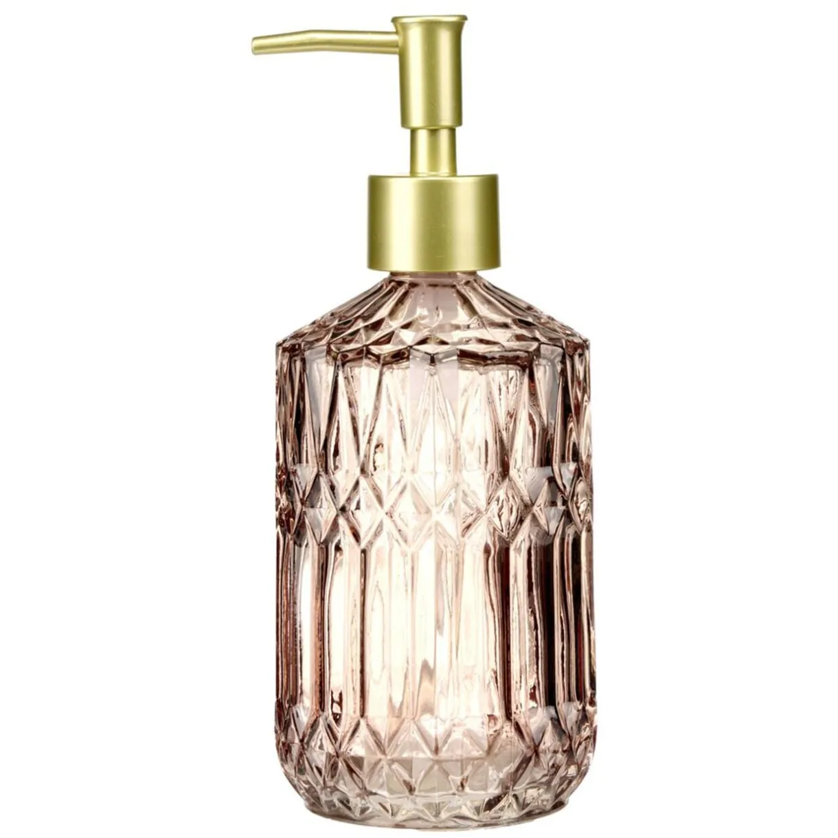 Distributeur de savon en verre ciselé et bouchon doré Ø8xH18,5cm (2modèles) < Gifi