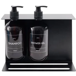 Distributeur de savon mural métal avec 2 flacons plastique 500ml noir 25x9xH22cm < Gifi Best