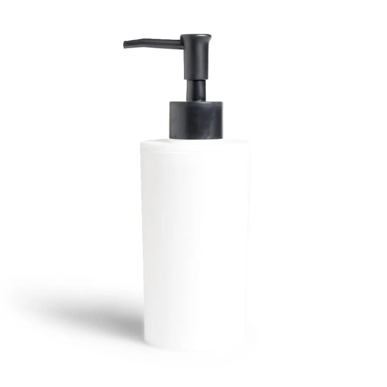 Distributeur de savon à pompe Ø6,8x18,5cm plastique noir et blanc
