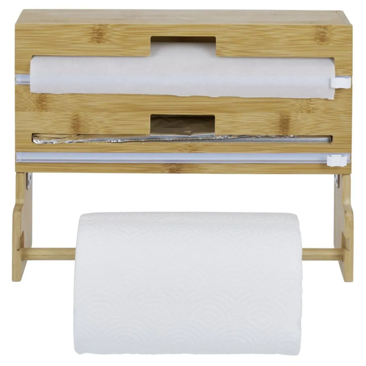 Distributeur film alimentaire et essuie-tout bambou 33,5x10xH25cm < Gifi Online