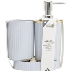 Distributeur savon avec gobelet et porte savon plastique 14x9xH20cm