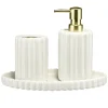 Distributeur à savon façon cannelé grès blanc Ø8xH17,5cm < Gifi Hot