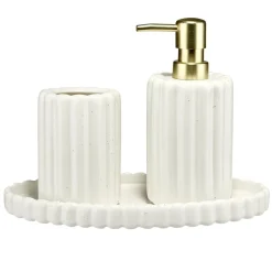 Distributeur à savon façon cannelé grès blanc Ø8xH17,5cm < Gifi Hot