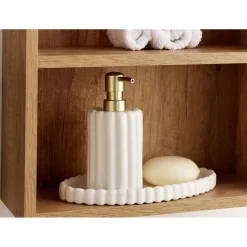Distributeur à savon façon cannelé grès blanc Ø8xH17,5cm < Gifi Hot
