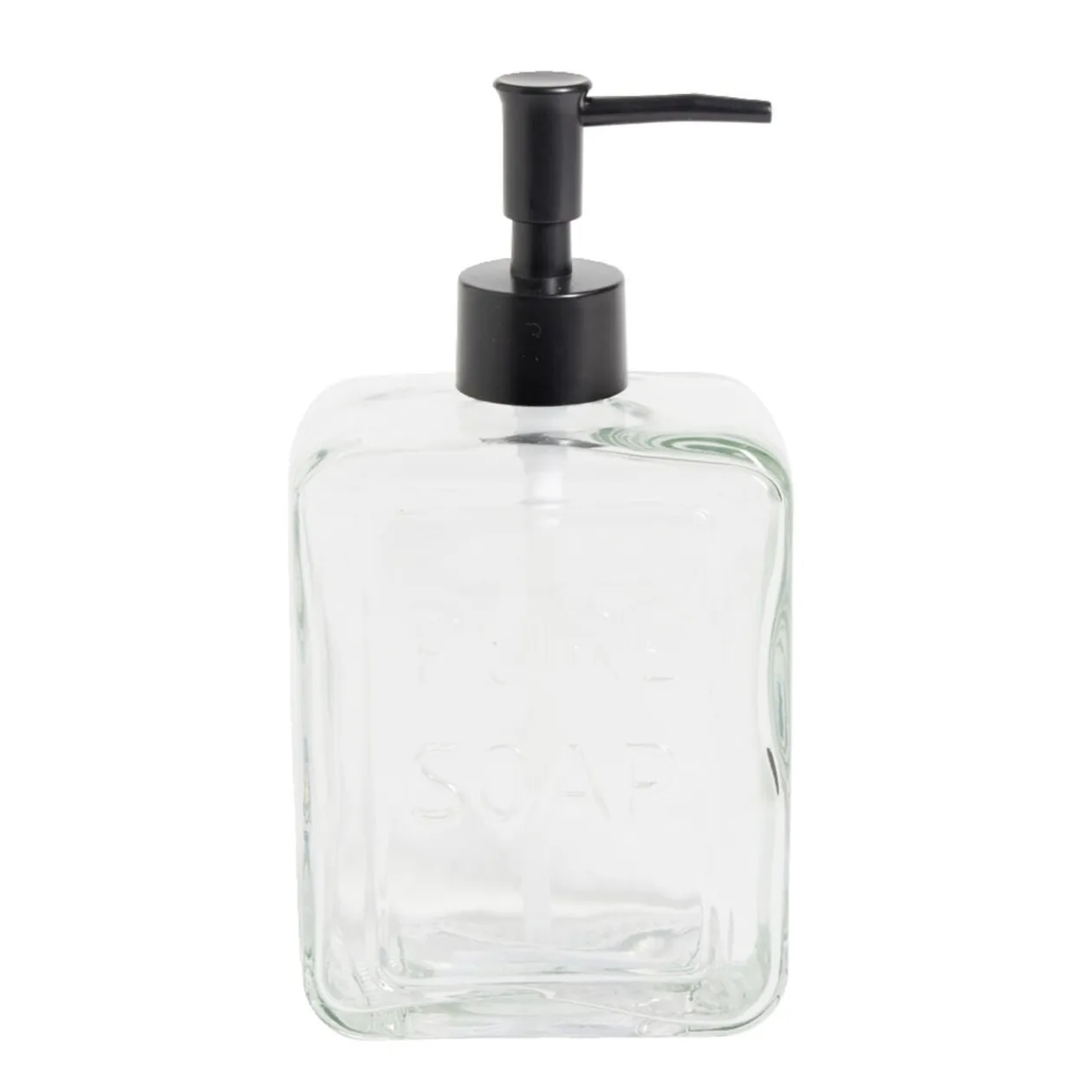 Distributeur à savon 500ml inscription Pure Soap en verre 4 coloris