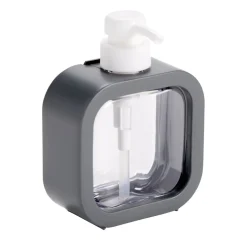 Distributeur à savon plastique centre transparent contour uni 11x5xH15cm (2 modèles)