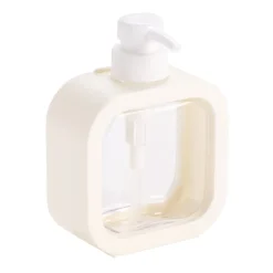 Distributeur à savon plastique centre transparent contour uni 11x5xH15cm (2 modèles)