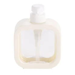 Distributeur à savon plastique centre transparent contour uni 11x5xH15cm (2 modèles)