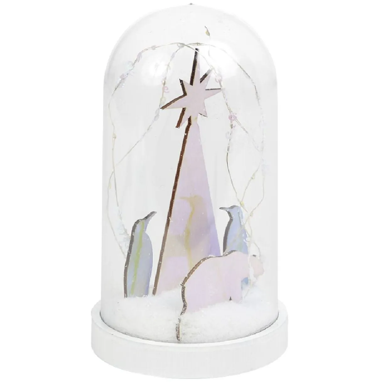 Dôme lumineux 10 LEDs pingouins et ours iridescent Ø11xH20cm < Gifi Online