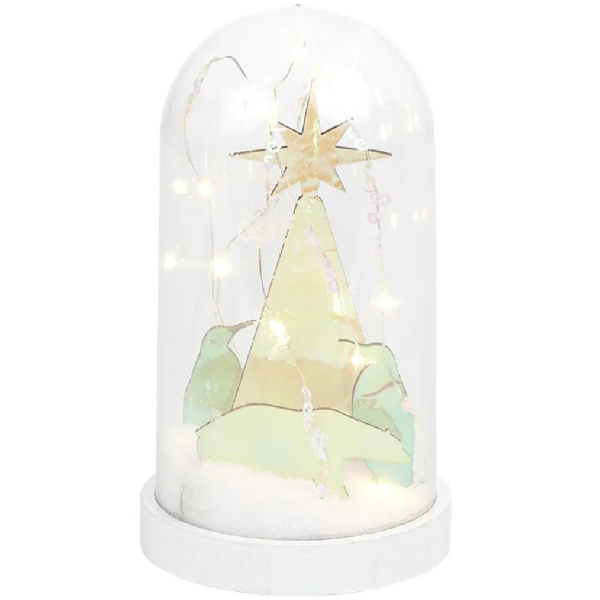 Dôme lumineux 10 LEDs pingouins et ours iridescent Ø11xH20cm < Gifi Online