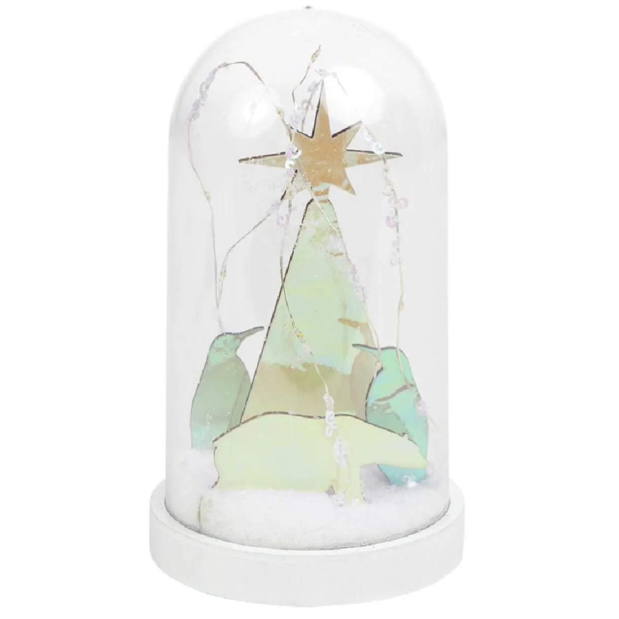 Dôme lumineux 10 LEDs pingouins et ours iridescent Ø11xH20cm < Gifi Online