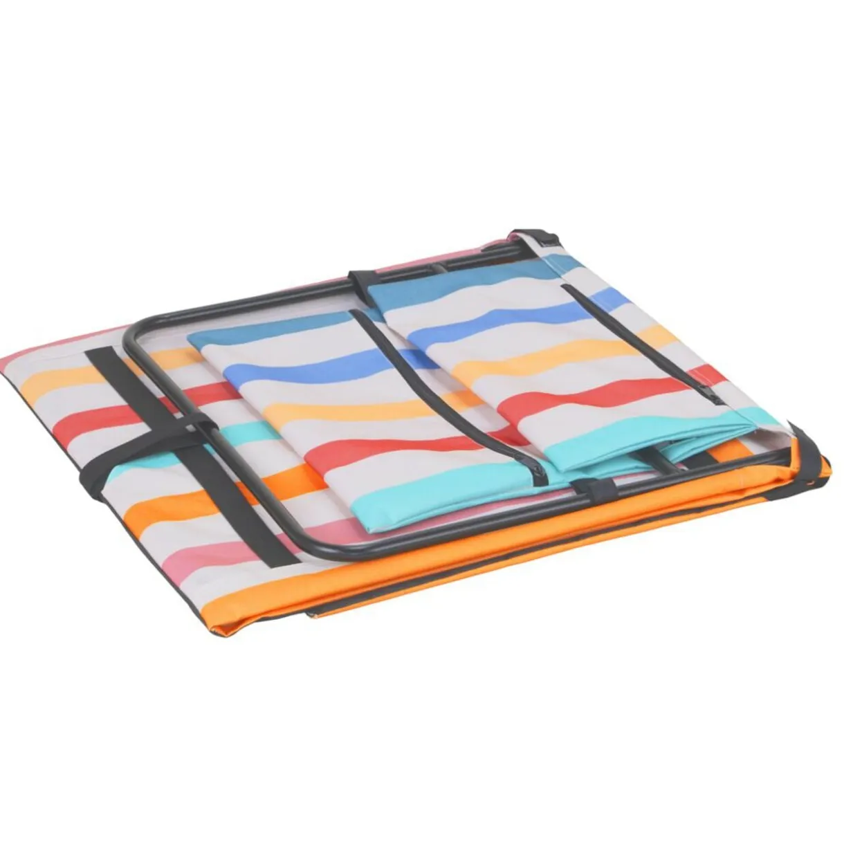 Dossier de plage pliable métal et tissu bayadère rayures multicolores 51xL150cm < Gifi Online