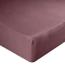 Drap-housse 2 personnes microfibre uni 160x200cm bordeaux
