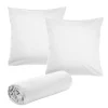 Drap housse 160x200cm avec 2 taies oreillers 63x63cm uni (3 modèles) < Gifi Hot