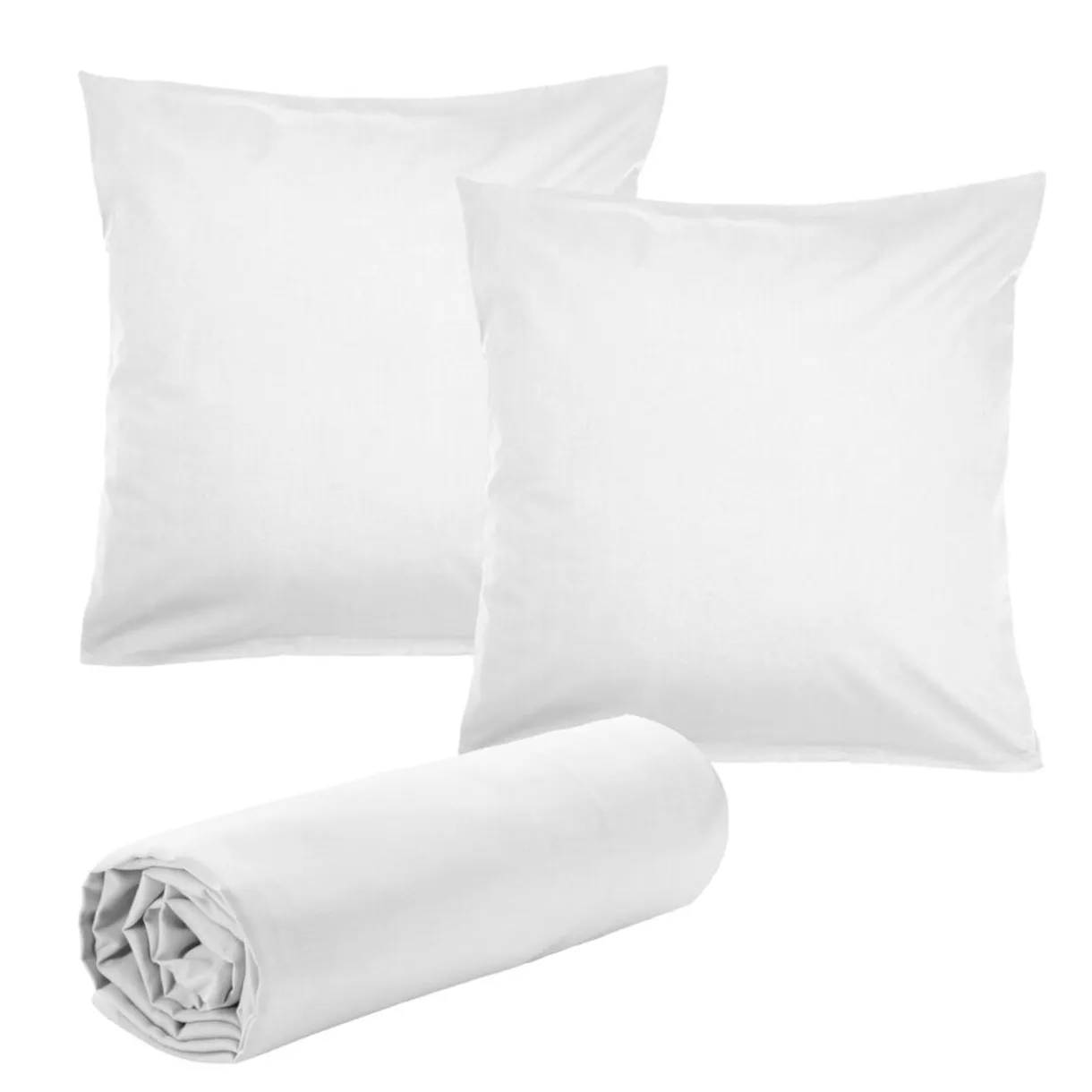 Drap housse 160x200cm avec 2 taies oreillers 63x63cm uni (3 modèles) < Gifi Hot