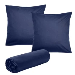 Drap housse 160x200cm avec 2 taies oreillers 63x63cm uni (3 modèles) < Gifi Hot