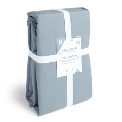 Drap housse 160x200cm 100% coton bleu chiné < Gifi Sale