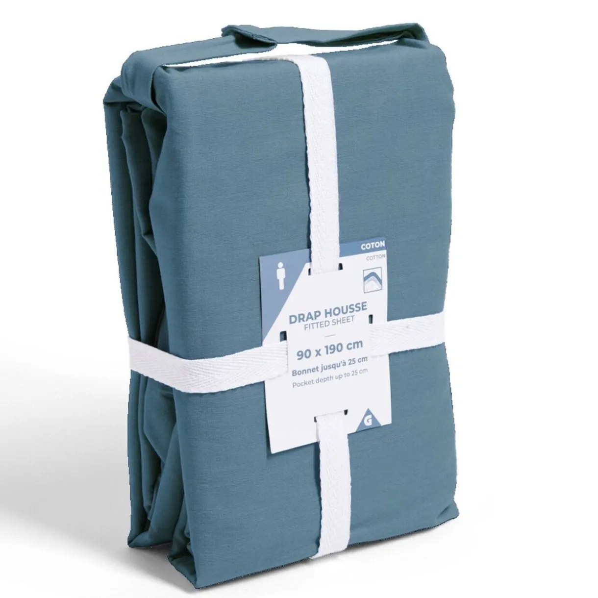 Drap housse 90x190cm 100% coton bleu marine < Gifi Best