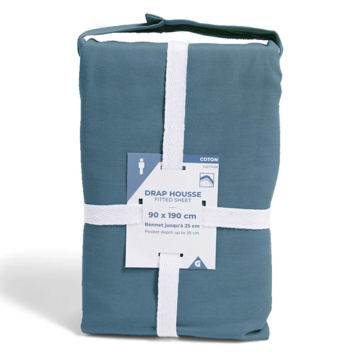 Drap housse 90x190cm 100% coton bleu marine < Gifi Best